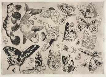 Middagsservice Rousseau-service: Sommerfugle og fisk nr. 16, 1866.