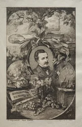 Frontispice til "New Works of Champfleury, The Friends of Nature:" Portræt af Champfleury, efter Gustave Courbet