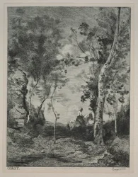 Landskab, eller Den Hvide Hest, efter Corot