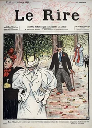 Forside af avisen "" Le Rire"", nr. 50, 10. oktober 1895: Under imperiet var en mand, der vovede at følge en kvinde i ti minutter uden at tale med hende, fornem, min datter! "" Tegning af Felix Vallotton
