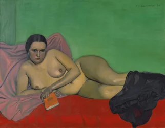 Nøgen kvinde holder en bog, 1924.