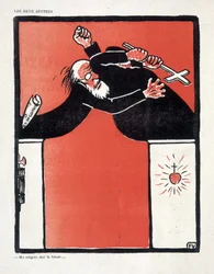 Adskillelse af kirke og stat: Republikaner og tilhænger af kirkekampene - af Vallotton, i "" The Witness"" af 09/11/1906.