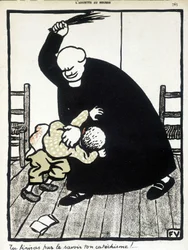 Du finder ud af din katekismus. - "Den kristne skole" af Félix Vallotton, i "L