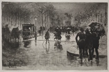Kunstnere vender tilbage fra salonen, 1877.