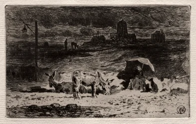 Æslerne ved Cailles-højen, ca. 1875.