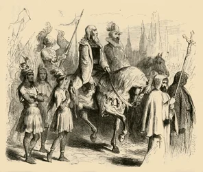 Columbus og hans tog på vej ind i Barcelona, 1877.