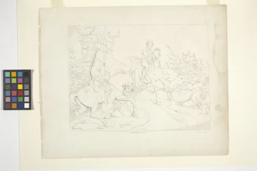 Illustrationer af legenden om Sleepy Hollow, plade 5 (litografi)