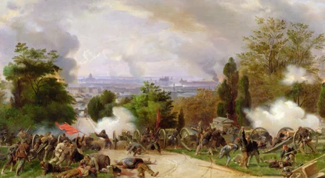 Kamp på kirkegården i Pere Lachaise i 1871 (olie på lærred)