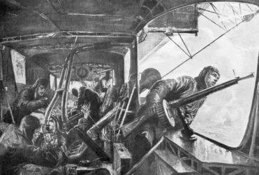 Om bord på en Zeppelin, tysk luftflåde, Første Verdenskrig, 1917.