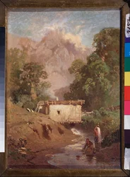 Paysage de Crimeae (Krimlandskab) - Peinture de Fyodor Vasilyev (Feodor Alexandrovich, Fyodor Alexandrovitch Vassiliev (1850-1873), huile sur toile