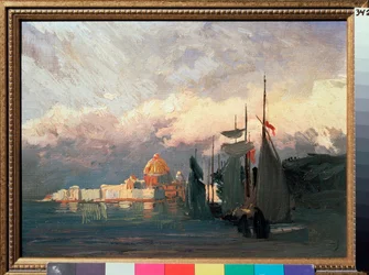 On the Neva (Rusland) - On the Neva - Maleri af Fjodor Vasilyev (Feodor Alexandrovich, Fiodor Alexandrovich Vasiliev (1850-1873), olie på lærred - russisk kunst