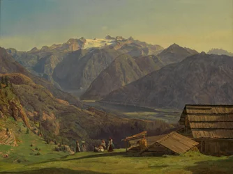 Udsigt over Dachstein med Hallstattsøen fra Hütteneckalpe nær Ischl