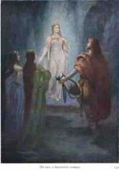 Han så en smuk kvinde, illustration fra The Stories of Wagner