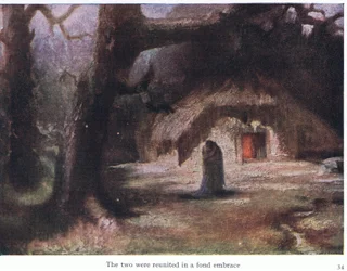 De to blev genforenet i en kærlig omfavnelse, illustration fra The Stories of Wagner
