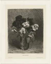 Violer i en vase Blomster (titel på objekt)