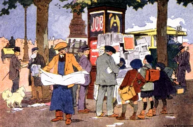 Aviskiosk på Bastillepladsen, ca. 1910 (illustration)