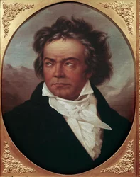 Portræt af den tyske komponist Ludwig van Beethoven (1770-1827) i en alder af 49 år (den tyske komponist Ludwig van Beethoven i en alder af 49) Maleri af Ferdinand Schimon (1797-1852) 1819 Bonn, Maison natale du composer