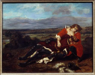 Laras død. Maleri af Eugene Delacroix (1798-1863)