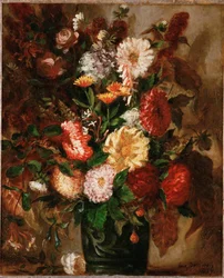 Blomster i en lerkrukke (maleri på lærred)