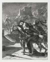 Hamlet: Hamlet skynder sig at følge sin fars spøgelse, 1835.