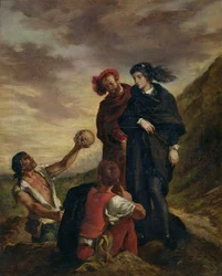 Hamlet og Horatio på kirkegården, fra scene 1, akt V i Hamlet af William Shakespeare (1564-1616), 1839