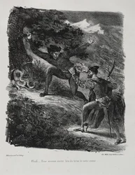 Illustrationer til Faust: Faust og Méphistophélés i Hartz-bjergene, 1828.