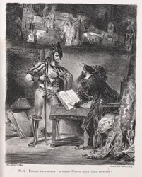 Illustrationer til Faust: Méphistophélés besøger Faust, 1828.