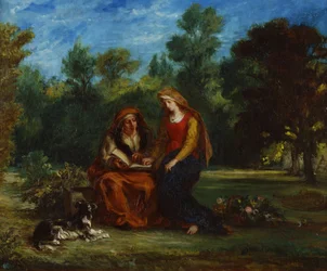 "The Education of the Virgin" Maleri af Eugene Delacroix (1798-1863) 1852 Nationalmuseum for vestlig kunst, Tokyo, Japan