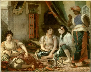Kvinder fra Algier i deres lejlighed, maleri af Eugène Delacroix (1798-1863), 1834, 1,80 x 2,29 m, Paris, Louvre-museet