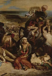 Scener fra massakren i Chios, 1822 olie på lærred detalje af 63566