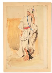 Stående araber (blyant akvarel og gouache på papir)