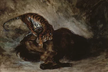 Tiger angriber en hest (wc på papir)