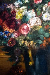 Vase med blomster på en konsol, detalje