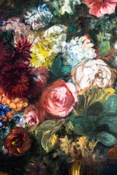 Vase med blomster på en konsol, detalje