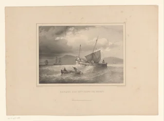 Strandet brig mellem de høje bølger Mursten a la cote (titel på objekt) Naval Studies af Ferdinand Victor Perrot (serietitel)