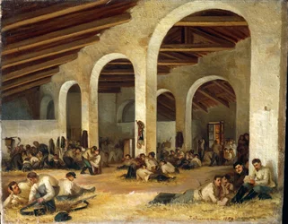 Kaserne i Modena, af Ferdinando Buonamici, olie på lærred