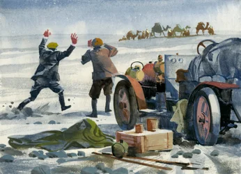 Ten thousand mile motor race (gouache på papir)