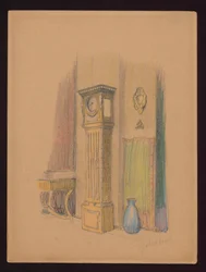 Innenraum mit Standuhr