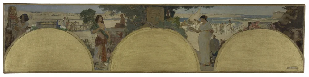 Skitse til Hôtel de Ville de Paris: History of writing - ancient times, ca. 1890 (olie på lærred)