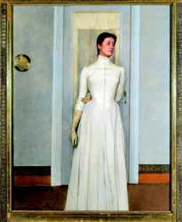 ""Portræt af Marguerite Khnopff"" søster til kunstneren - Maleri af Fernand Khnopff (1858-1921)