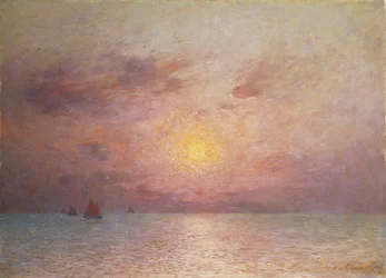 Sejlads på Havet, Aften; Sejlbåde på havet, aften