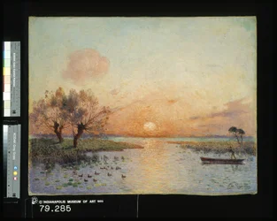 Dammen ved solnedgang (La Mare Au Coucher Du Soleil) (olie på lærred)