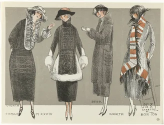 Gazette du Bon Ton, 1920 - nr. 7, Croquis Pl XXXIV: Værd / Øl / Værd (titel på objekt)