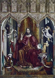 The Blessing Christ (blandet metode på panel, ca. 1494-1496)