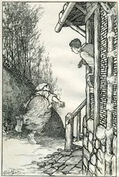 Illustration af Filiberto Scarpelli til fortællingen "Toinette l