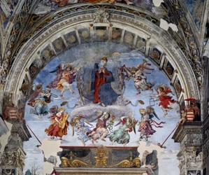 Jomfru Marias himmelfart, detalje. Fresko af Filippino Lippi (1457-1504), 1488-1492, Rom, Santa Maria sopra Minerva-kirken, Carafa-kapellet, Italien