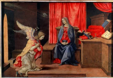 Bebudelsen. Maling af Filippino Lippi (1457-1504), ca. 1490. Tempera på træ. Florentinsk renæssancekunst. Eremitagemuseet, Sankt Petersborg.