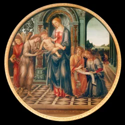 Maria med barnet, engle og Johannes Døberen
