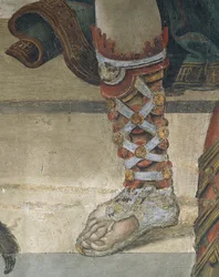Saint Philip Driving Dragon fra Temple of Hieropolis, detalje af fodtøj, fresco