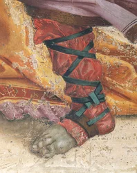 Saint Philip Driving Dragon fra Temple of Hieropolis, detalje af fodtøj, fresco